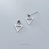 Geometric Triangle Dangle Earring 925 Sterling Silver Round Drop Jewelry