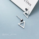 Geometric Triangle Dangle Earring 925 Sterling Silver Round Drop Jewelry
