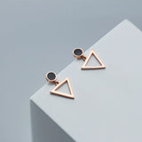 Geometric Triangle Dangle Earring 925 Sterling Silver Round Drop Jewelry