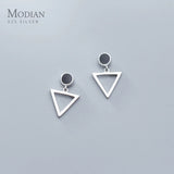 Geometric Triangle Dangle Earring 925 Sterling Silver Round Drop Jewelry