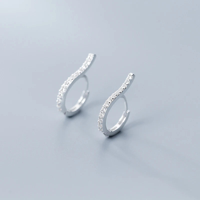 925 Sterling Silver Geometric Curve Hoop Earrings for Women Wedding Jewelry