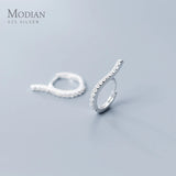 925 Sterling Silver Geometric Curve Hoop Earrings for Women Wedding Jewelry