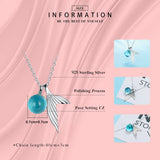 925 Silver Necklace Pendant for Women Mermai Crystal Stone Accessories