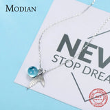 925 Silver Necklace Pendant for Women Mermai Crystal Stone Accessories