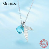 925 Silver Necklace Pendant for Women Mermai Crystal Stone Accessories
