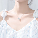 925 Silver Necklace Pendant for Women Mermai Crystal Stone Accessories