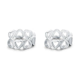 Love Hearts Ear Cuff 925 Sterling Silver Plated Clip Earrings