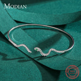Snake Bracelet 925 Sterling Silver Adjustable Zirconia Bangle