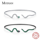 Snake Bracelet 925 Sterling Silver Adjustable Zirconia Bangle