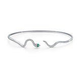 Snake Bracelet 925 Sterling Silver Adjustable Zirconia Bangle