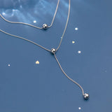 Minimalism Three Layer Beads Y-Shape Necklace 925 Sterling Silver