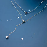 Minimalism Three Layer Beads Y-Shape Necklace 925 Sterling Silver