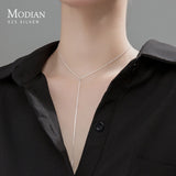 Minimalist Long Sweater Chain Necklace 925 Sterling Silver Necklaces For Women