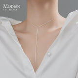 Minimalist Long Sweater Chain Necklace 925 Sterling Silver Necklaces For Women