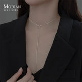 Minimalist Long Sweater Chain Necklace 925 Sterling Silver Necklaces For Women