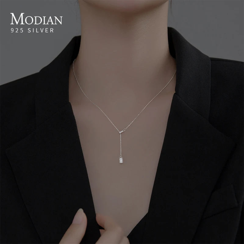 925 Sterling Silver Thin Necklace with Cylindrical Pendant Chain