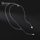 925 Sterling Silver Thin Necklace with Cylindrical Pendant Chain