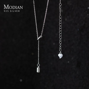 925 Sterling Silver Thin Necklace with Cylindrical Pendant Chain