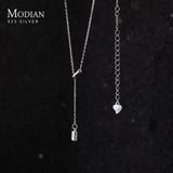 925 Sterling Silver Thin Necklace with Cylindrical Pendant Chain