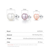 Freshwater Pearls Stud Earrings 925 Sterling Silver Classic Women's Jewelry