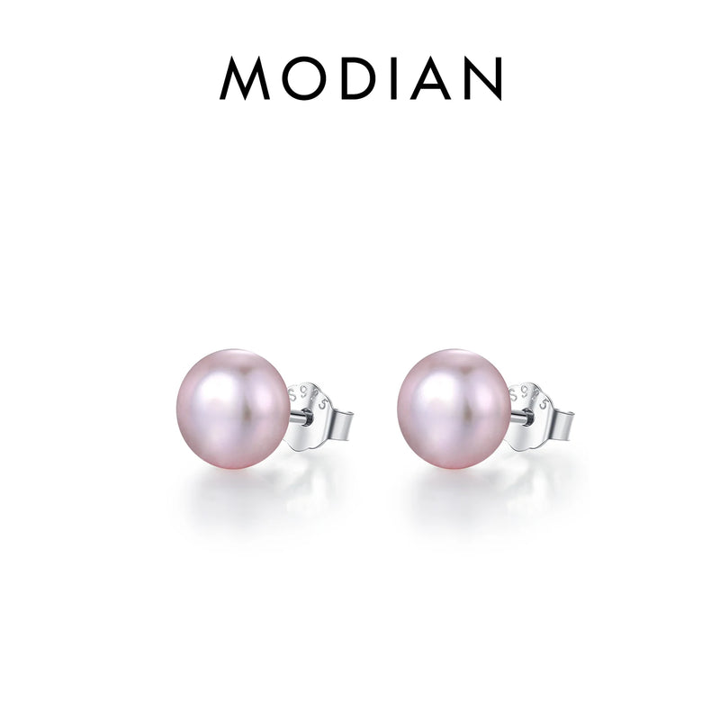 Freshwater Pearls Stud Earrings 925 Sterling Silver Classic Women's Jewelry
