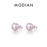 Freshwater Pearls Stud Earrings 925 Sterling Silver Classic Women's Jewelry