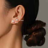 Freshwater Pearls Stud Earrings 925 Sterling Silver Classic Women's Jewelry