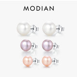 Freshwater Pearls Stud Earrings 925 Sterling Silver Classic Women's Jewelry