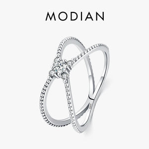 925 Silver Geometric Cross Ring For Women Fine Jewelry Anillo