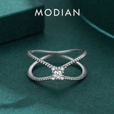 925 Silver Geometric Cross Ring For Women Fine Jewelry Anillo