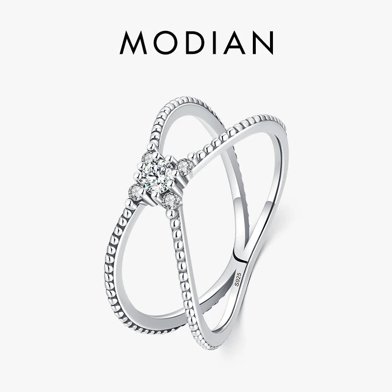 925 Silver Geometric Cross Ring For Women Fine Jewelry Anillo