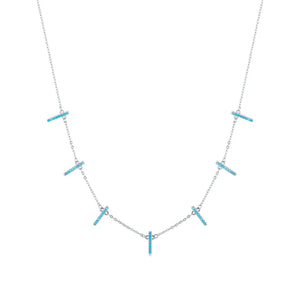 925 Silver Vintage Charm Turquoise Geometric Choker Necklace