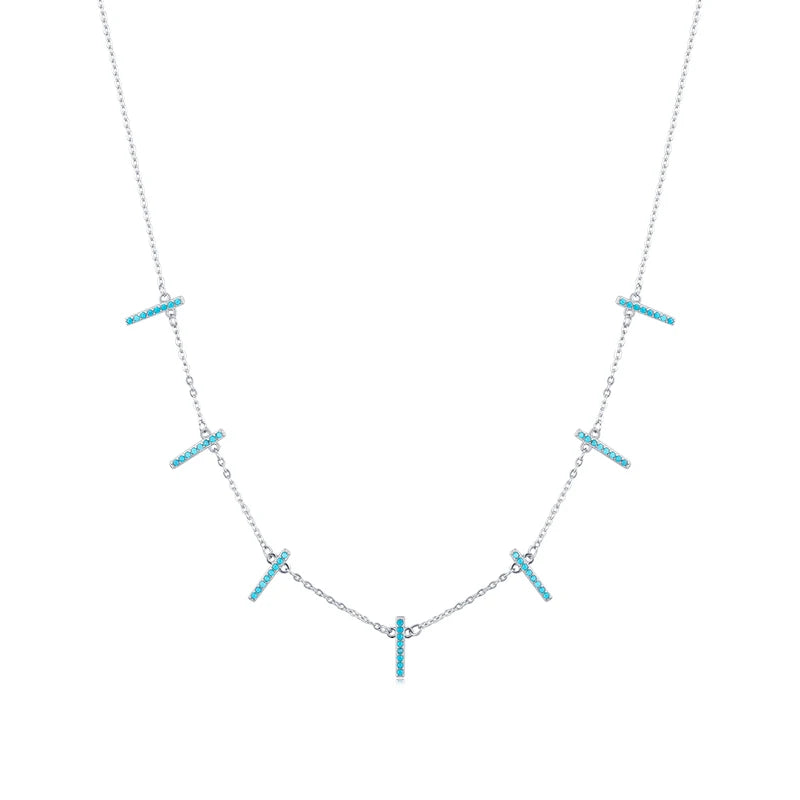 925 Silver Vintage Charm Turquoise Geometric Choker Necklace
