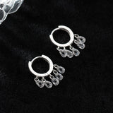 925 Sterling Silver Droplet Hoop Earrings Clear CZ Fine Jewelry