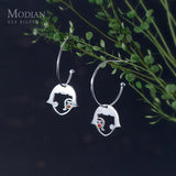 Girl Face Hoop Earring 925 Sterling Silver Hook Earring