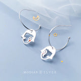 Girl Face Hoop Earring 925 Sterling Silver Hook Earring