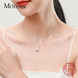 Clear CZ Pendant 925 Sterling Silver Necklace for Women