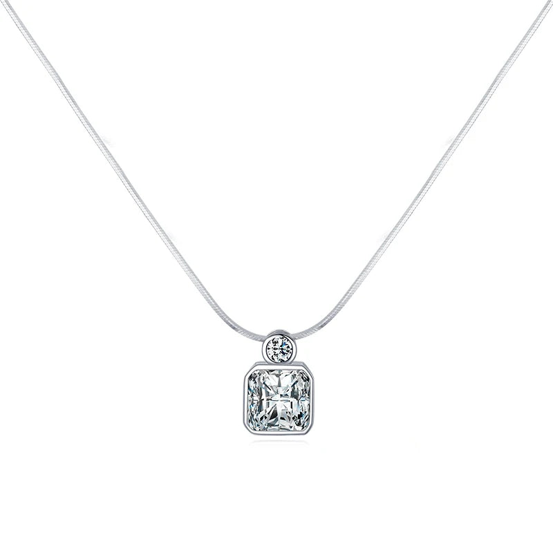 Clear CZ Pendant 925 Sterling Silver Necklace for Women
