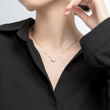 925 Silver Link Chain Necklace with Bean Pendant for Women
