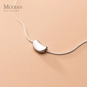 925 Silver Link Chain Necklace with Bean Pendant for Women