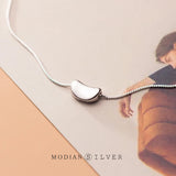 925 Silver Link Chain Necklace with Bean Pendant for Women