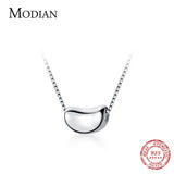 925 Silver Link Chain Necklace with Bean Pendant for Women