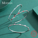 925 Sterling Silver Enamel Heart Bangle Bracelet