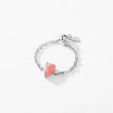 925 Silver Opal 6 Geometric Shape Rings Adjustable Link Chain for Women