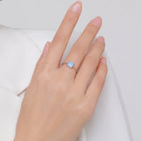 925 Silver Opal 6 Geometric Shape Rings Adjustable Link Chain for Women