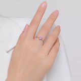 925 Silver Opal 6 Geometric Shape Rings Adjustable Link Chain for Women