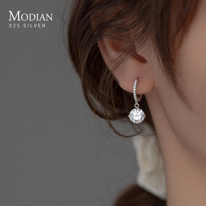 925 Silver CZ Hoop Earrings Wedding