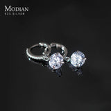 925 Silver CZ Hoop Earrings Wedding