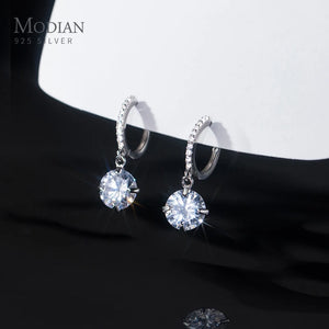 925 Silver CZ Hoop Earrings Wedding
