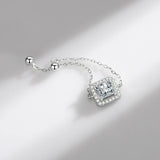 925 Sterling Silver Square Adjustable Ring Women Link Chain Fine Jewelry